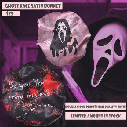 Spooky halloween Ghost F Killer satin Bonnet [Double sided Print]