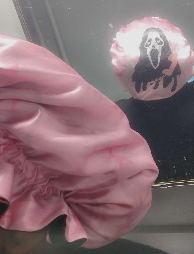 Spooky halloween Ghost F Killer satin Bonnet [Double sided Print]